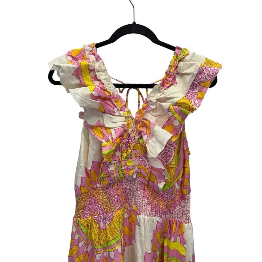 NWT Love the Label Boho Maxi Dress Linen Blend Ruffle Tiered Size L - Picture 8 of 13